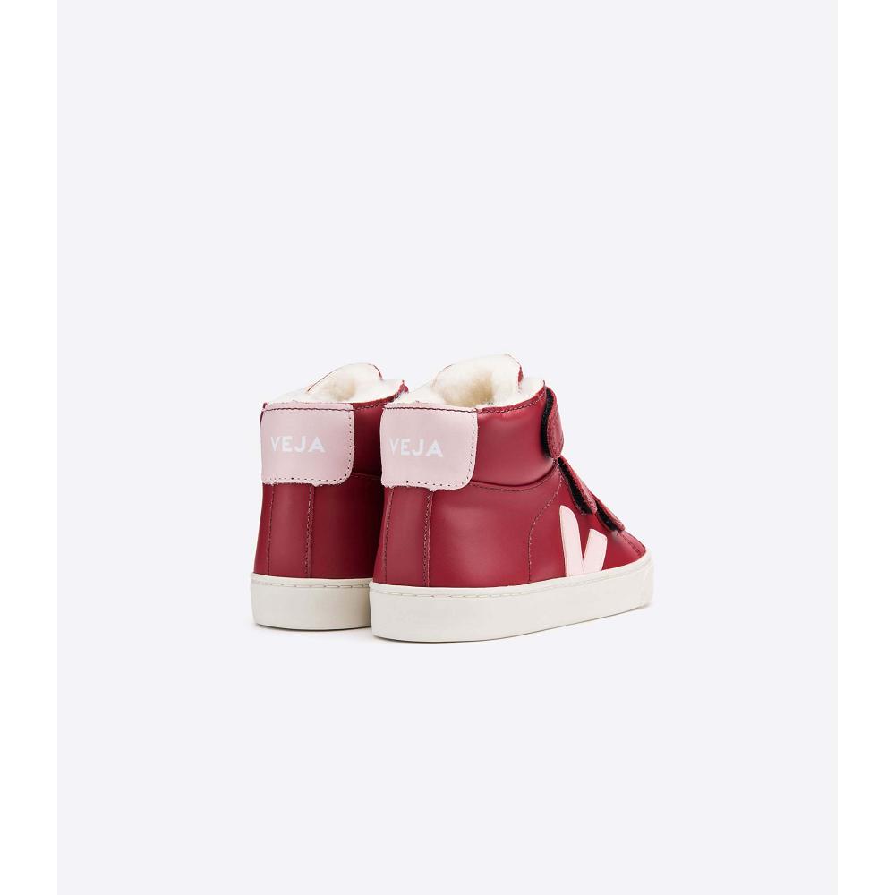 Veja ESPLAR MID FURED LEATHER Kids' High Tops Red | NZ 682UZG